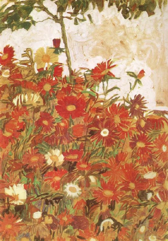 Egon Schiele Field of Flowers Norge oil painting art
